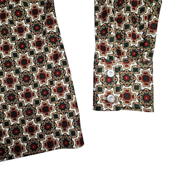 Vintage 70's Mens Sears Button Down Shirt M Pointy Collar Retro Disco Medallion - Picture 7 of 13